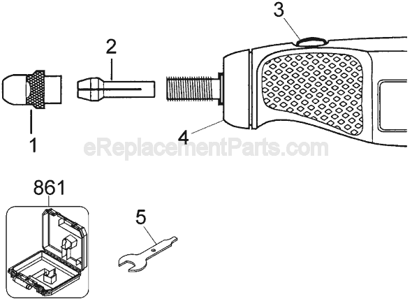 Page A Diagram and Parts List for RTX-5 Type 1 Black and Decker Multi-Tool